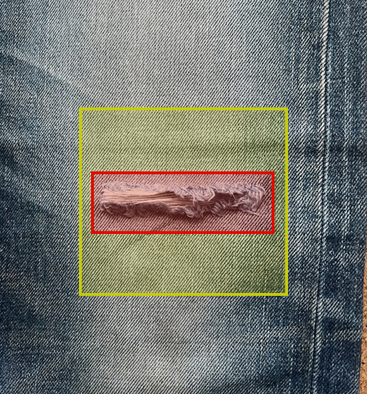 補強範囲とダメージ部分